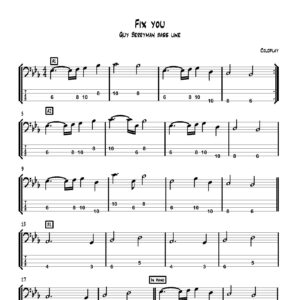 Fix you (Coldplay) - Bass Transcription